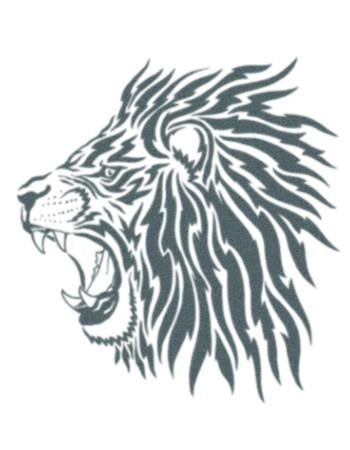 lion roar black and white tattoo