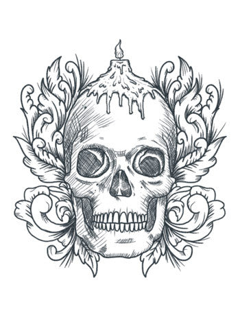 skull and candle drawing