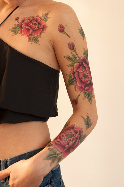 Purple Peonies Tattoo Set