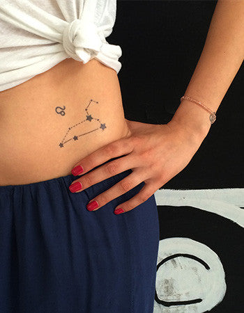 Small Leo Sunflower Constellation Tattoo Design - Astro Tattoos