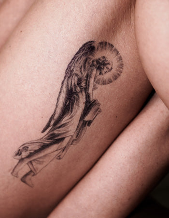 Buy Temporary Tattoos for Men Women Black Large Catholic Cross angel Tattoo  Sticker Body Art Makeup Half Arm Fake Tattoo Waterproof (Pattern 2) Online  at desertcartINDIA